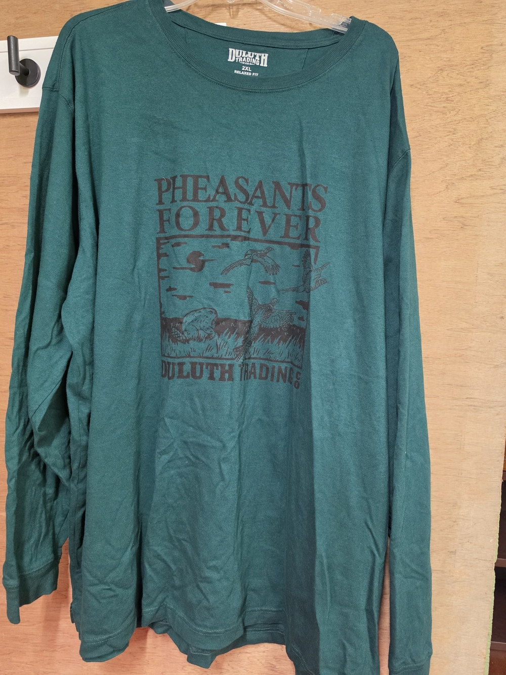 Duluth Trading Teal Green Long Sleeve, Longtail Pheasants Forever Graphic T XXL